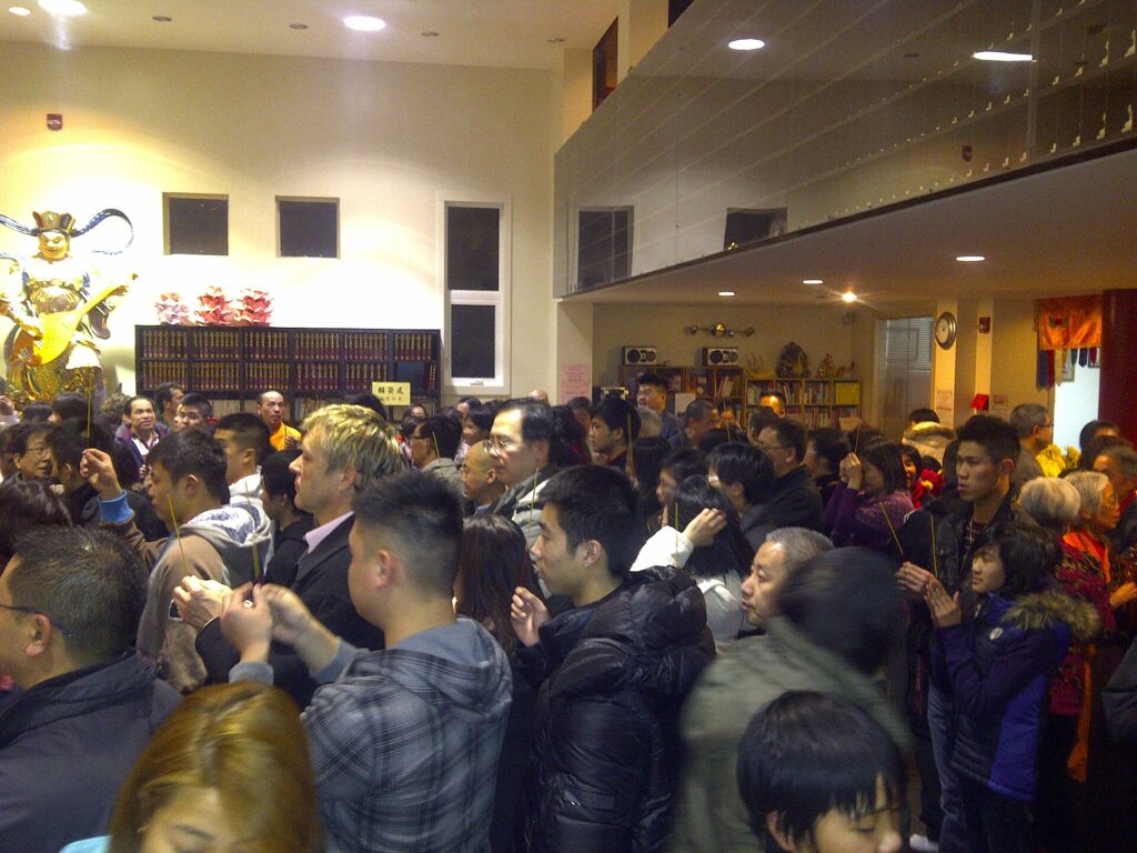 Crowds of people visit the Calgary Pai Yuin Temple during Chinese New Years Calgary True Buddha Pai Yuin Temple